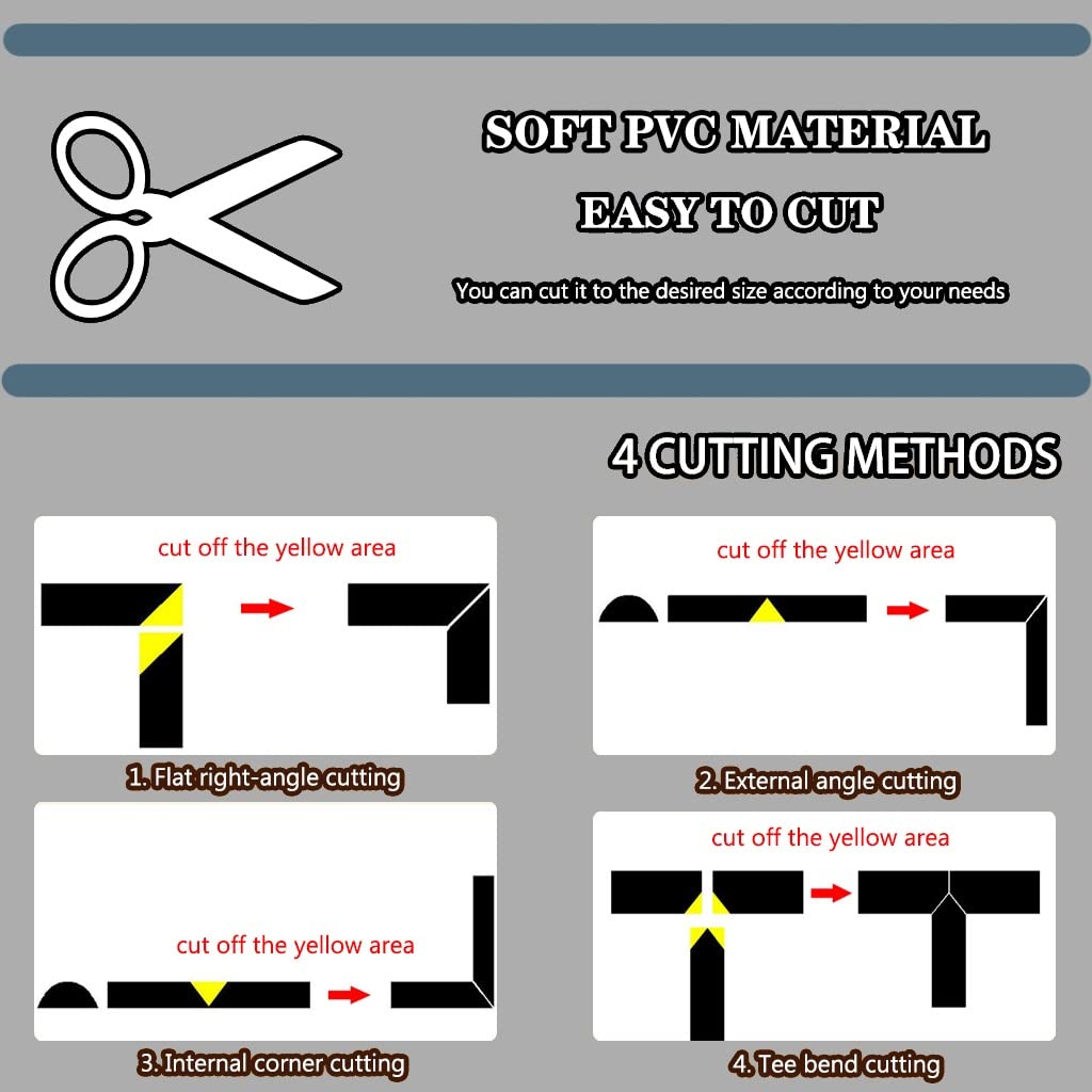Canalina Pavimento Magazzino Protezione di Grande capacità Canalina Cavi, PVC Morbido Facile da Installare Passacavo A Pavimento, cavità del Cavo: 6,5 X 1,8 Cm/2,6 X 0,7 Pollici