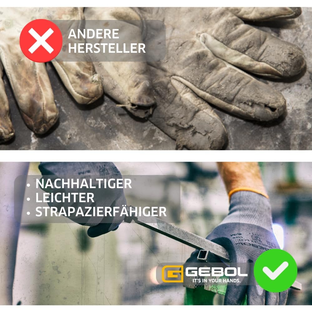 Gebol Multi Flex Eco, 6 Paar Arbeitshandschuhe für Herren mit Noppen aus Nitril-Mikroschaum, Atmungsaktive Handschuhe für Montage & Werkstatt, Antirutsch-Griff, L (Gr. 9)