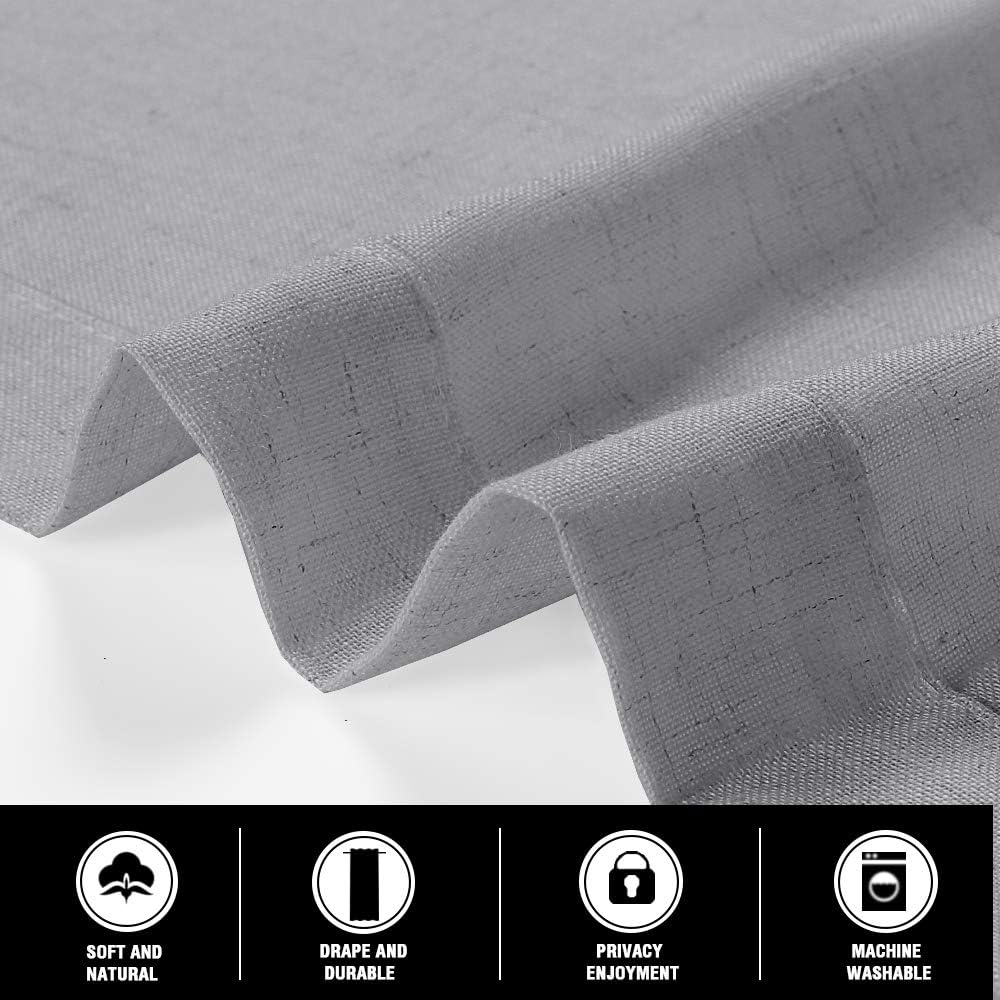 PrinceDeco Linen Curtains 63 Inches Long for Living Room Farmhouse Rod Pocket Light Filtering Window Drapes for Bedroom Curtains, 2 Panels Vertical Drapes(Dove, 52" W x 63" L)