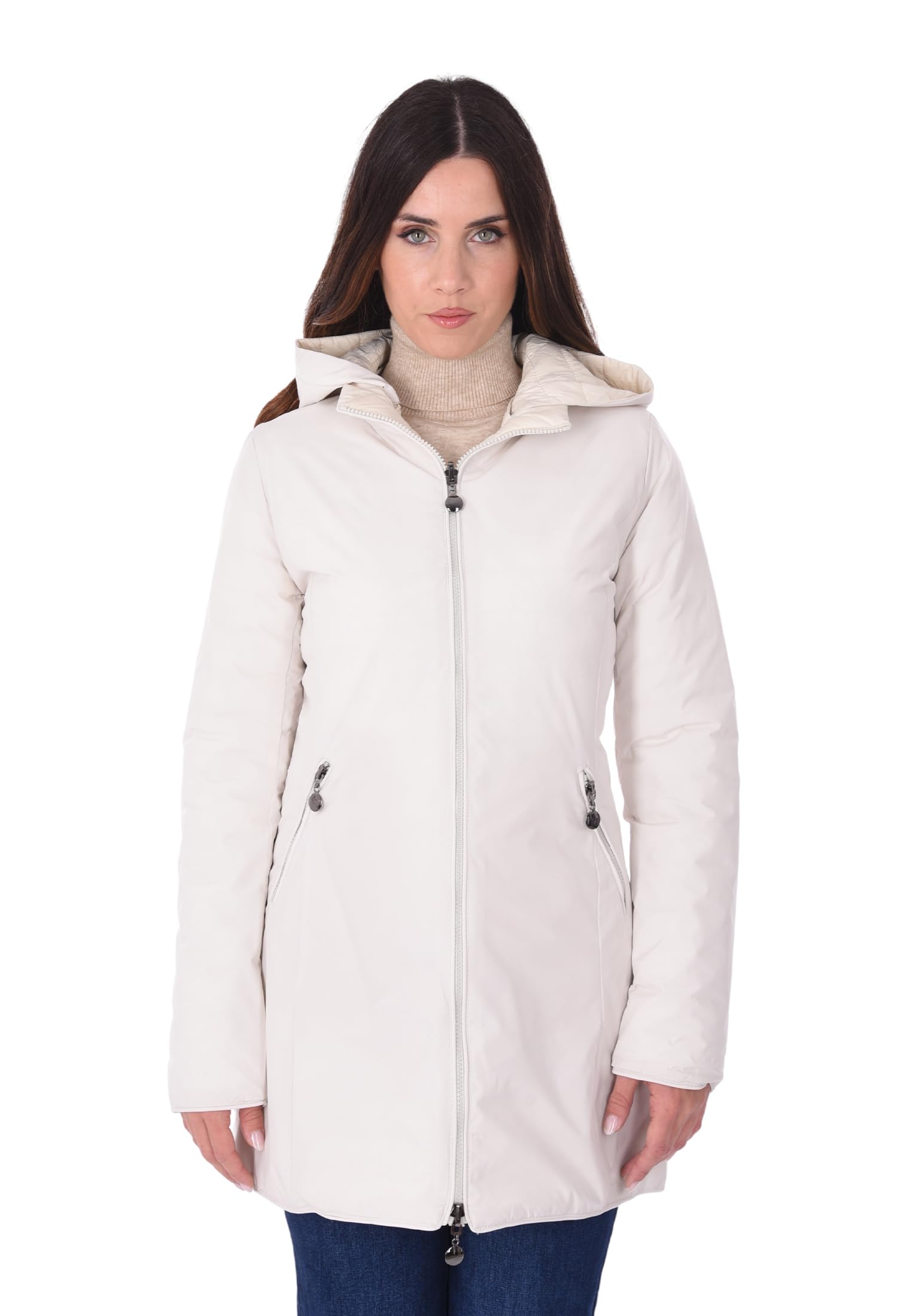 Ciabalù Parka Uomo Invernale Lungo Imbottito con Cappuccio Tessuto Tecnico Elegante Impermeabile (Nero, 46