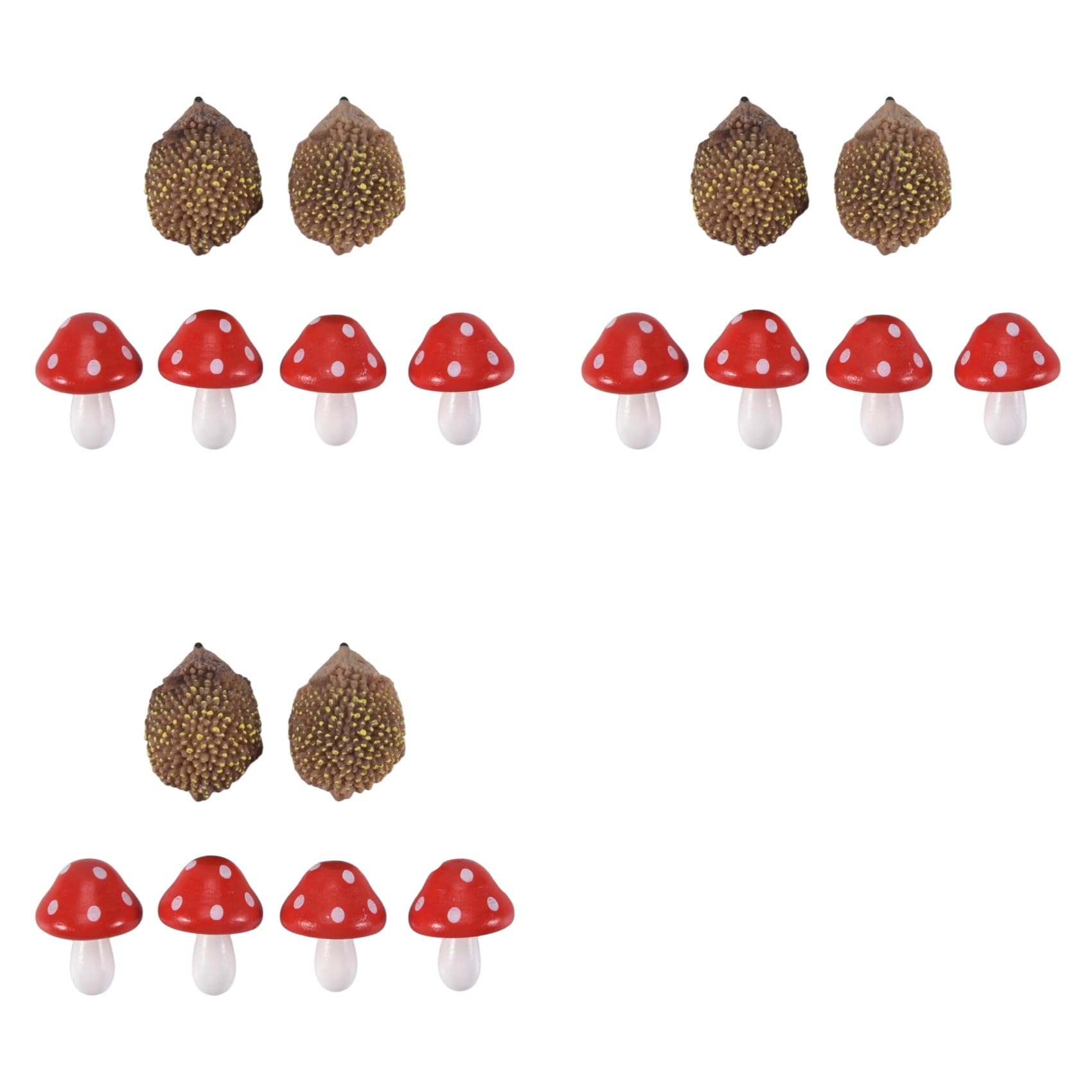 Vjsujehgy 18X Garden Fairy Accessories Resin Hedgehogs and Wood Mushroom Miniature Decorations for Bonsai Craft