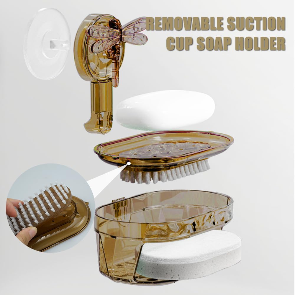 Porte-Savon Mural En Fleur Avec 2 Ventouses, Étui À Savon Durable, Porte-Éponge Pour Salle Bain