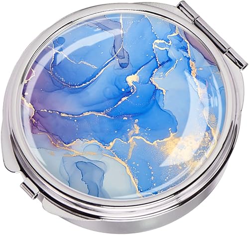 Pastillero de bolsillo pequeño pastillero de metal portátil con 3 compartimentos soporte compacto de pastillas de medicina de viaje con espejo