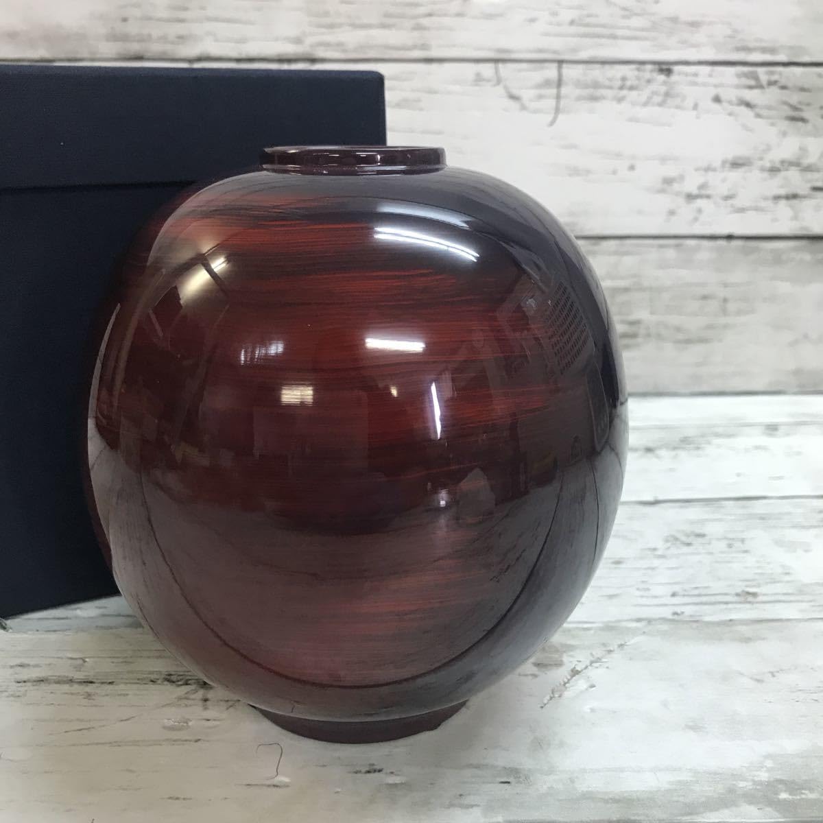 Amazon.co.jp: 輪島塗 花瓶 壷 えんじ色系 高さ 約14cm 漆塗 うるし