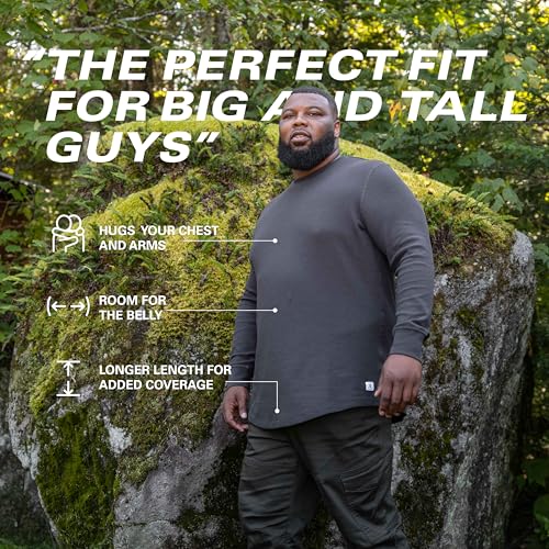 STRONGSIZE Men's Big and Tall Thermal Waffle Shirt – Longer Length Long Sleeve Crewneck Shirt4