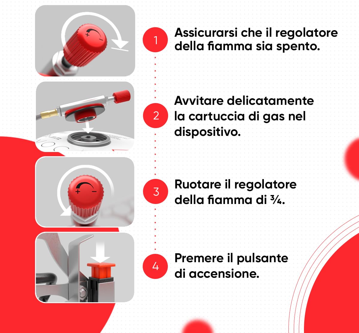 EVOCAMP fornello da campeggio compatto 3,2 kW con accensione piezoelettrica, fornello da campeggio, mini-fornello a gas - ideale per campeggio, pesca e attività all'aperto