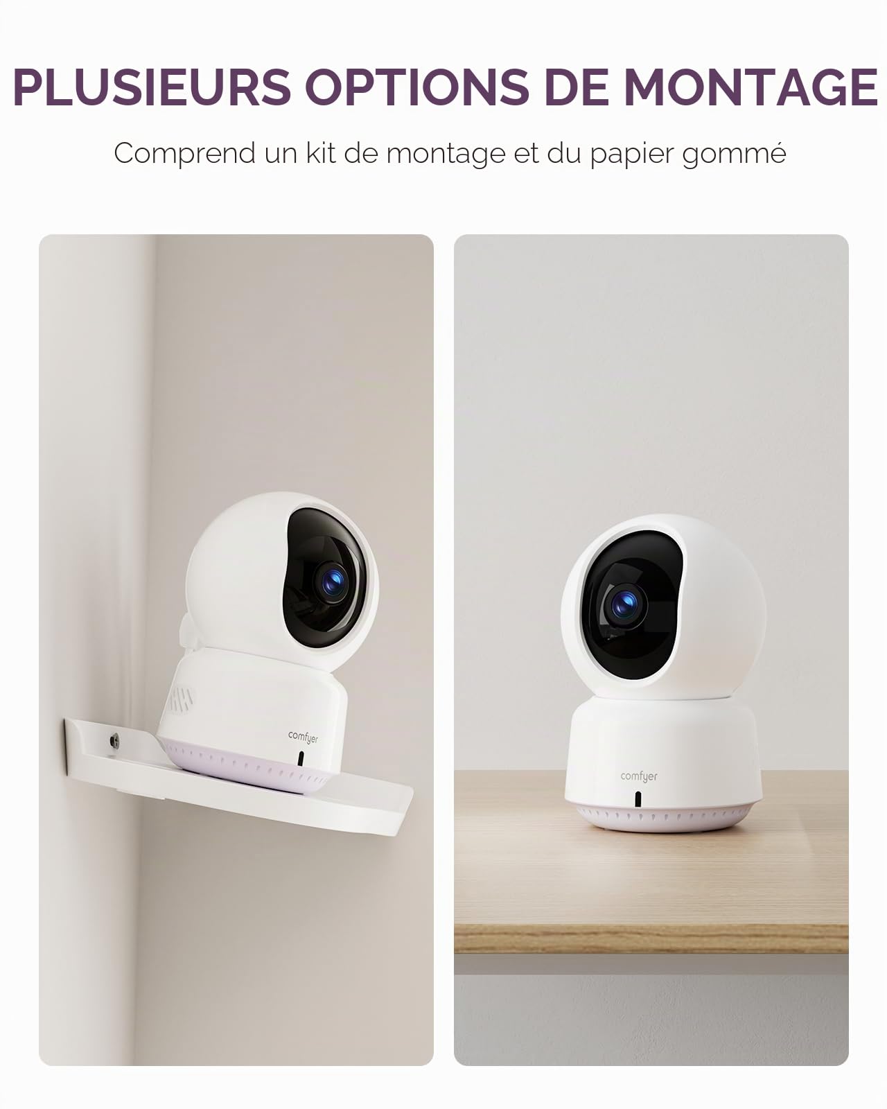 Comfyer Babyphone avec caméra 2K, Fonction Vox, capteur de température, Vision Nocturne, vidéo, 2,4 GHz, Veille Intelligente, interphone, berceuses, Longue durée de Vie de la Batterie