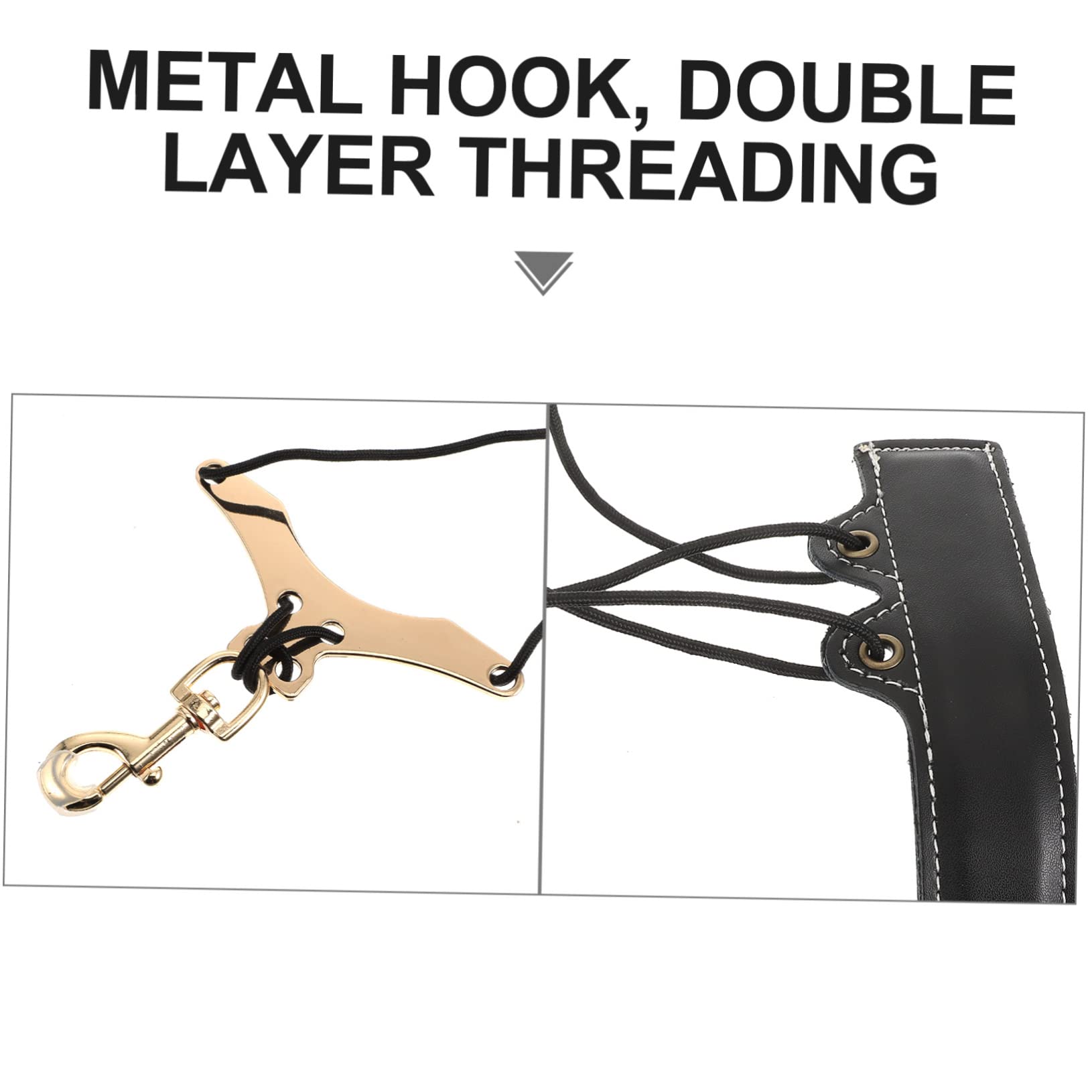 BESTonZON Bandoulière pour Saxophone, Harnais à 2 Épaules en Cuir de Vache et Métal, Noir, Soulage la Nuque et Maintient L’instrument