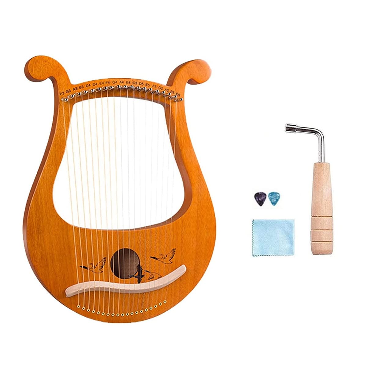 Arpa, 19 cuerdas violín griego, 19 cuerdas, único, símbolos fonéticos tallados, para amantes de la música, etc