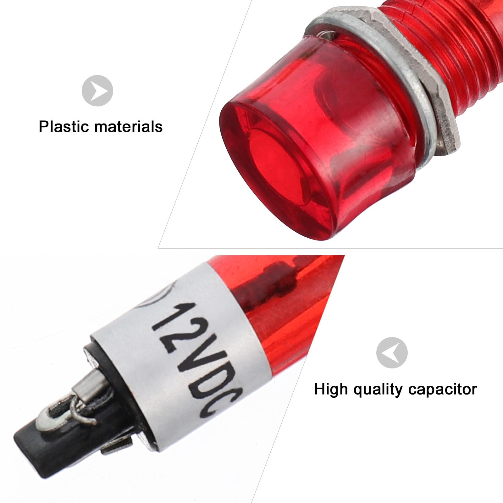 POPETPOP Voyants Indicateurs LED 10mm 20 Pièces pour Congélateur et Armoire, Plastique Solide, Conductivité Forte, Connexion Facile pour Indication D'état et Alarme