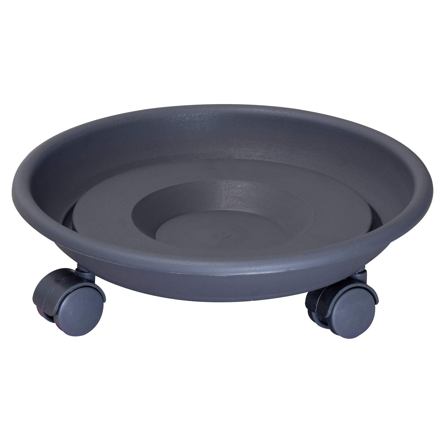 WAGNER Pflanzenroller SERIE K Ø 27,5 x 8,5 cm I Pflanzenroller & Blumenroller für Außenbereich + Innenbereich, anthrazit I Kübelroller aus Kunststoff I Tragkraft 30 kg I Made in EU – 20102201