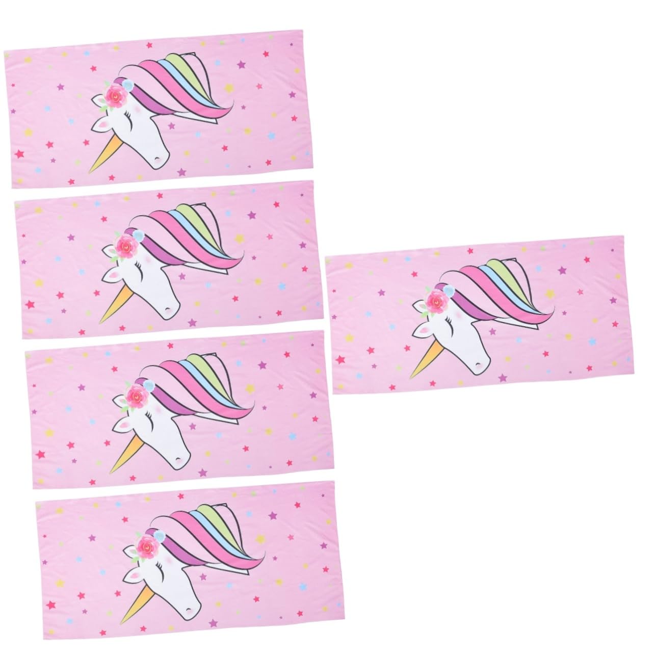 5 Pièces Serviette De Plage à Licorne Drôle Adultes Filles Voyage Enfants Serviette De Plage Confortable De e Absorbant Rose Fibre Superfine