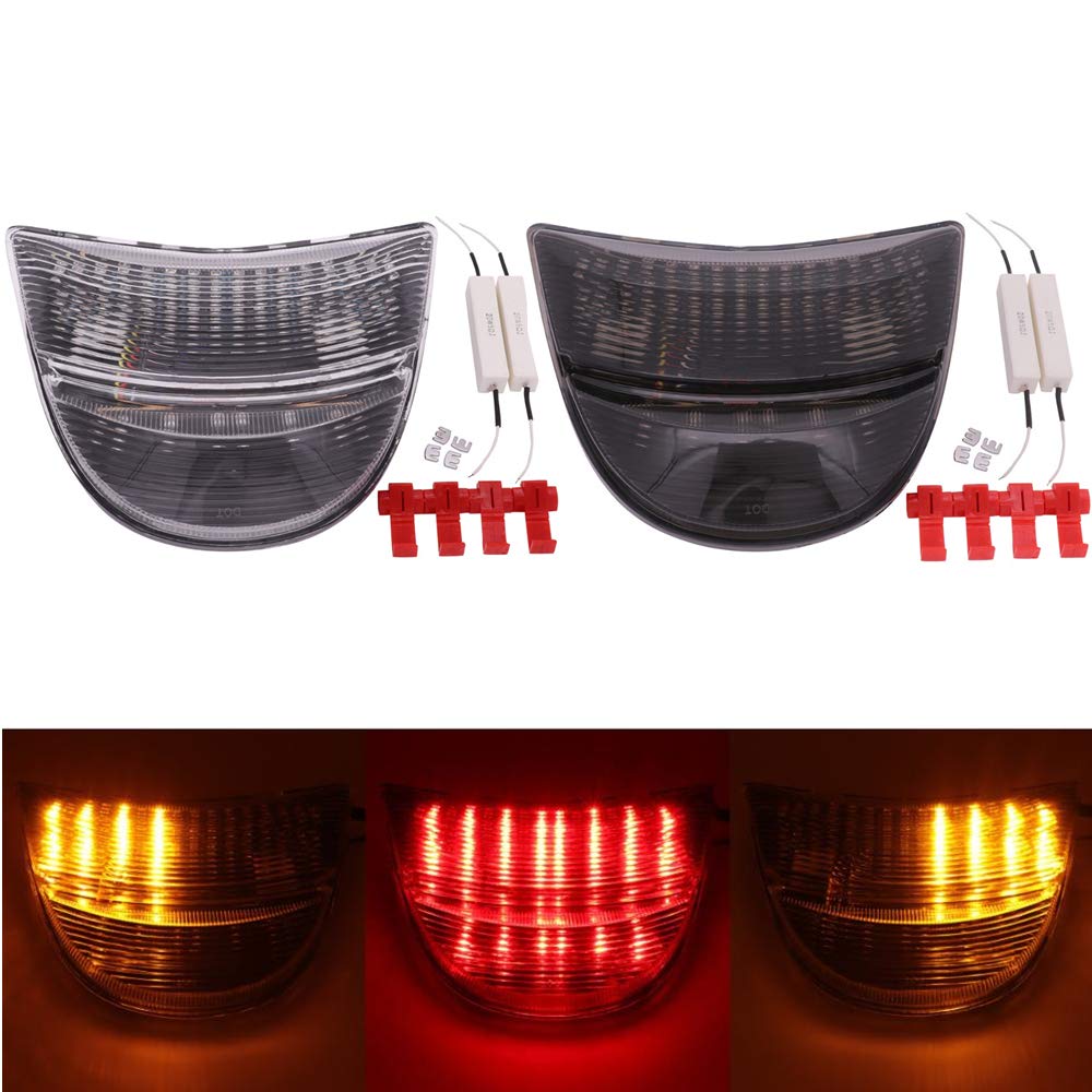 QGshopMotorcycle Integrated LED Tail Light Brake Turn Signal Blinker For 2002-2003 Hond-a CBR 954 954RR 900RR (Clear Lens)