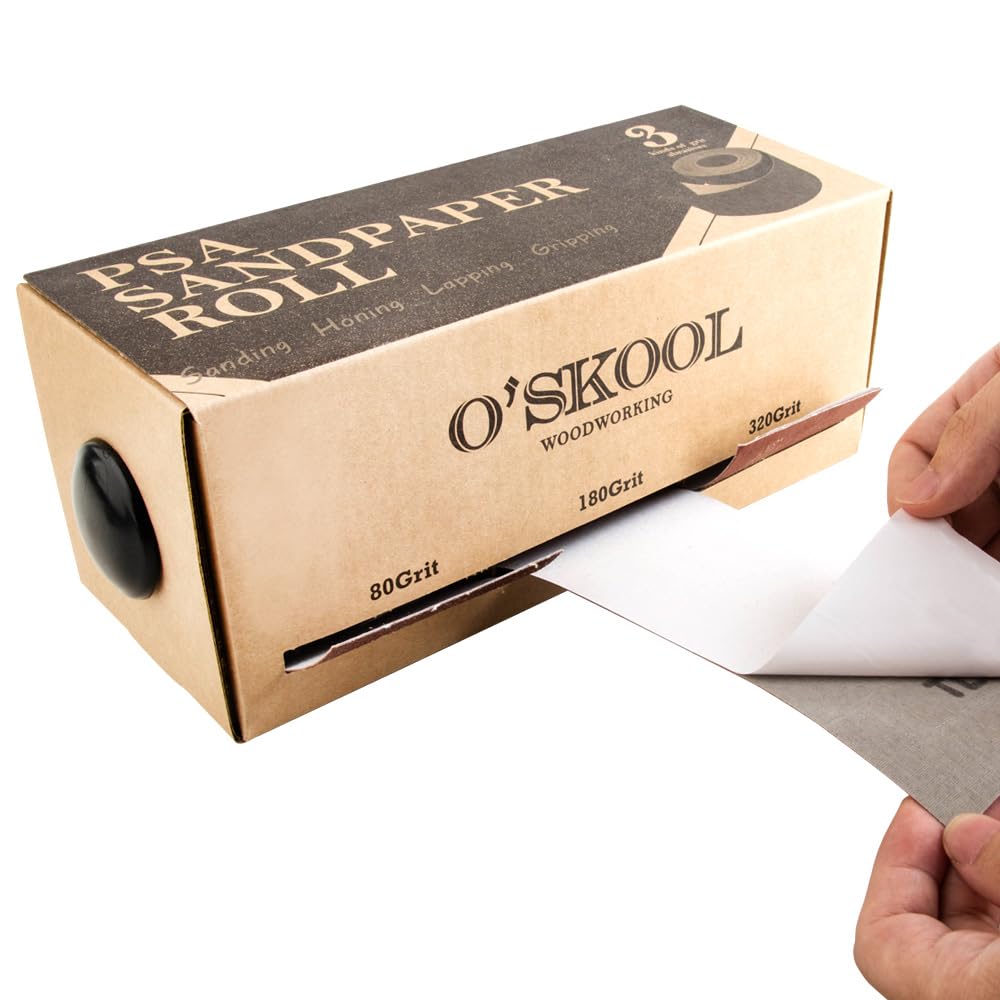 O'SKOOL Rotolo di carta abrasiva adesiva sensibile alla pressione, 2-3/4''W, confezione da 3, grana 80, grana 180 e grana 320