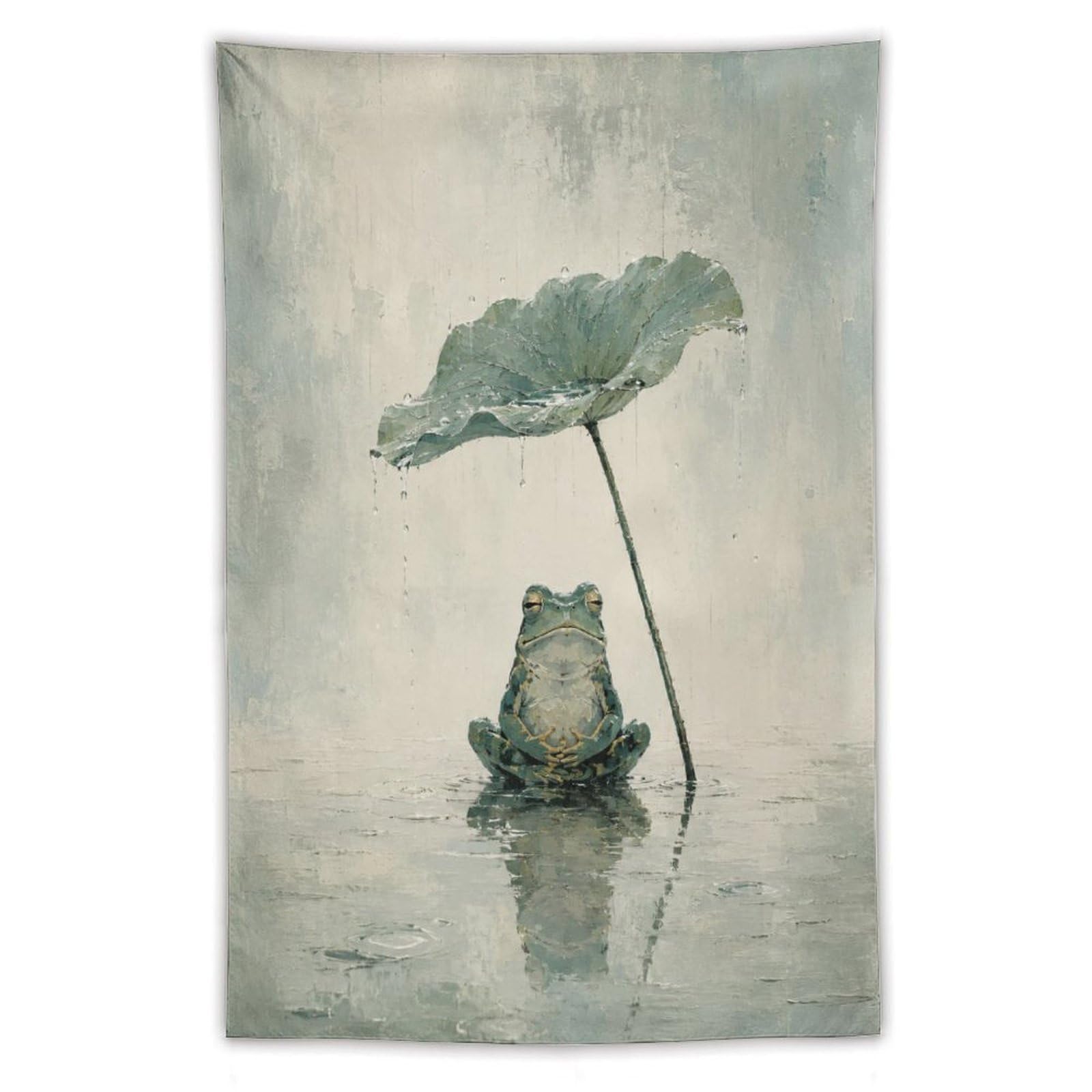 H3B8U2Y5 Frog under Lotus Leaf Wall Tapestry, Ukiyo-e, Room Divider