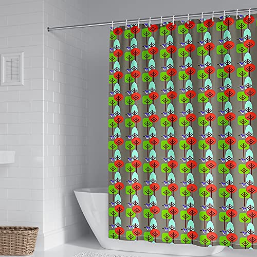 Rideau de douche polyester arbres oiseaux pour décorer la salle de bain