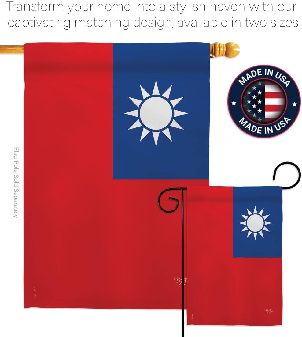 Breeze Decor H108231 Taiwan Flags of The World Nationality Decorative Vertical House Flag, Multicolor, 28" x 40"