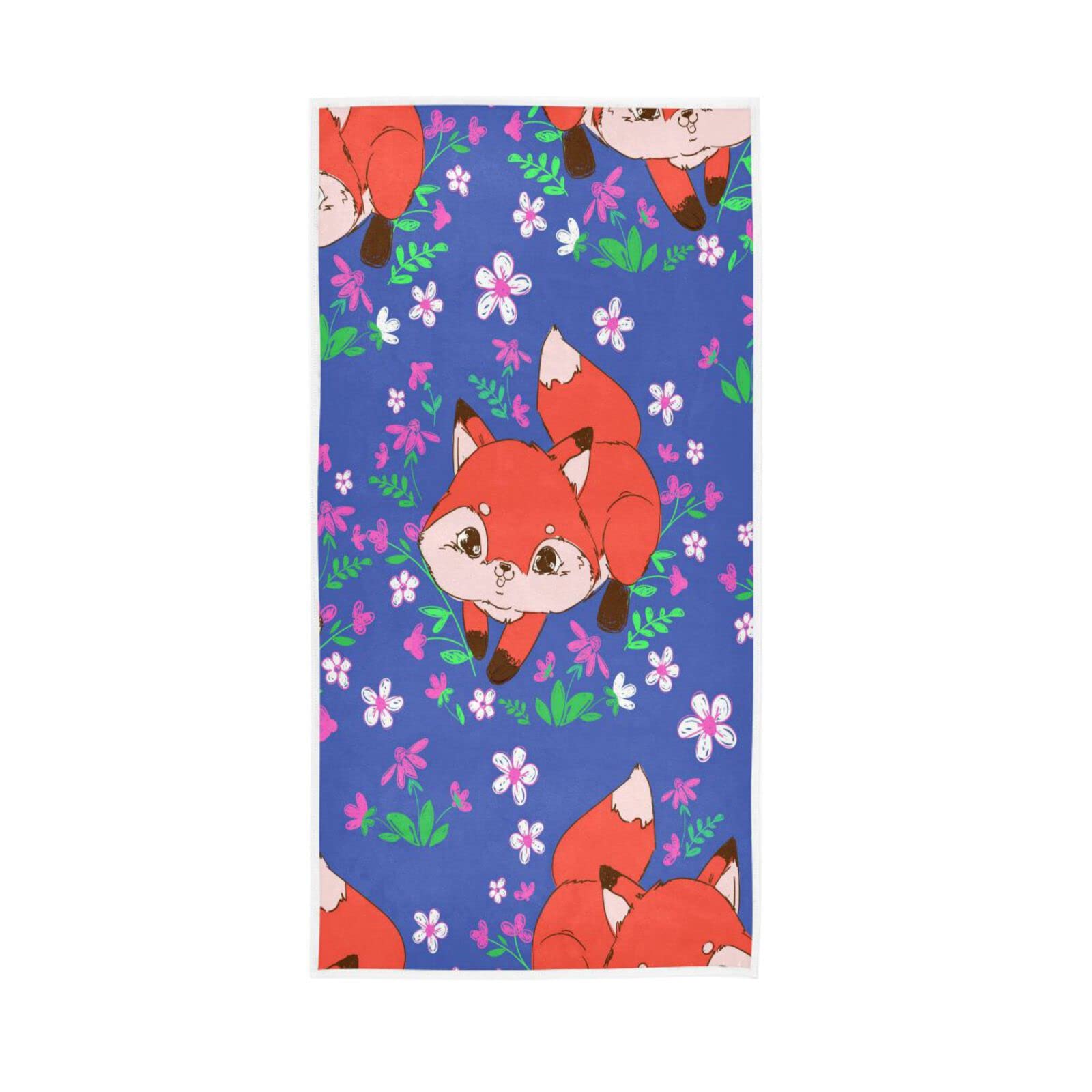 LSRCPD Hand Towels Cute Fox Flower Decor Fingertip Soft Face Towel Absorbent Bathroom Kitchen Towels