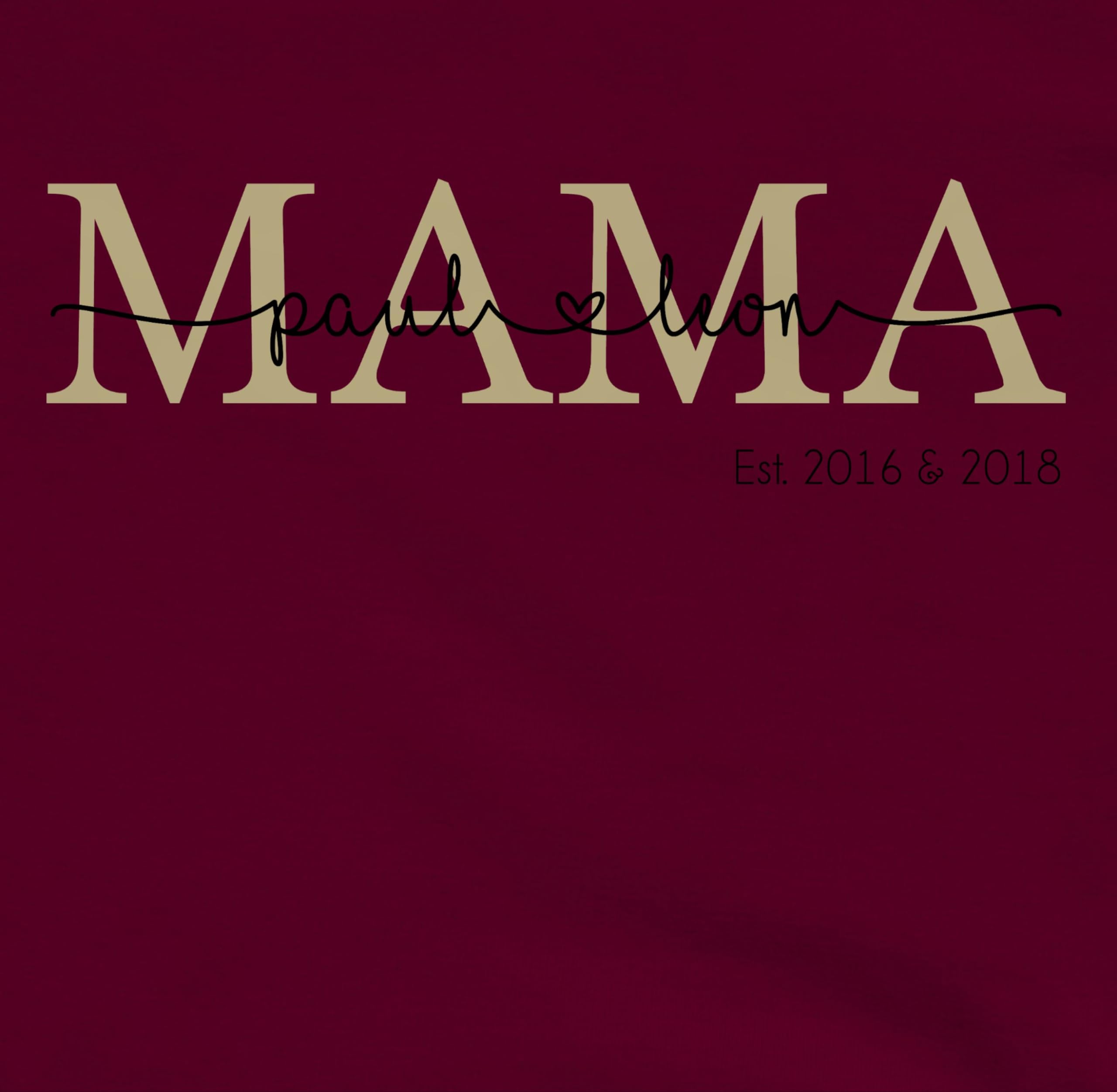 Geschenk mit Namen personalisiert by Shirtracer - Pullover Damen Hoodie Frauen - Mama mit Namen Kinder est I Geschenk Mama Muttertag I Mutti Geschenkidee Mom I Mum Geburtstag I Weihnachten