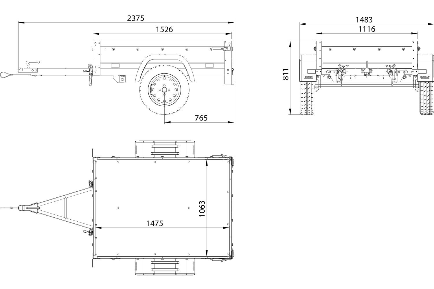Kompakter Anhänger Garden Trailer 150 Kipp 150x106 cm 750 kg mit Laubgitteraufsatz