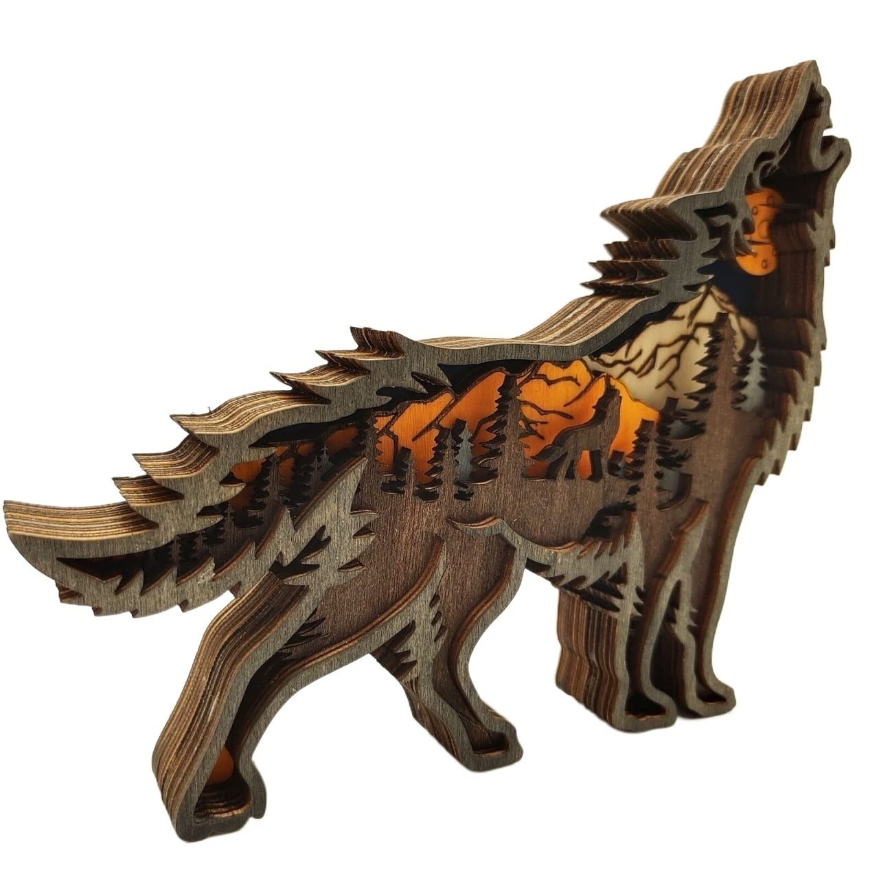 BHGFYXBS Tabletop Figurines Yangtian Long Howling Wolf Desktop Decoration Indoor Dining Table Ornaments Carving Wolf Model Living Room Ornaments Home Decor Statue