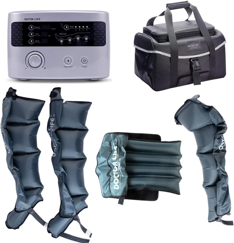 DSMAREF Recovery Compression System Full Package : Compression Pump, Recovery Boots, Arm Sleeve, Waist Sleeve, Carry Bag. (Boots Size : L)