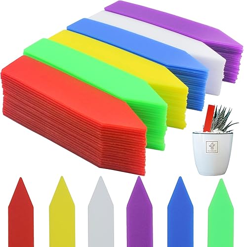Mziart 120 etiquetas de plástico de 4 pulgadas, impermeables, para plantas de jardín, estacas y marcadores de maceta, multicolor