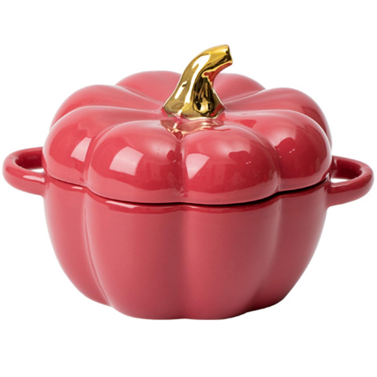 VHJdtE Ceramic stew pots, Saucepans Soup Bowl with Lid and Handle Large Serving Tureen Shape(Red)