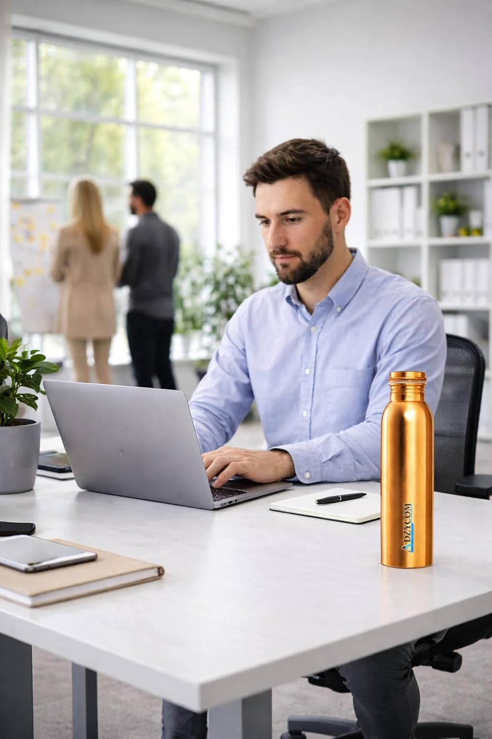Premium Pure Copper Water Bottle 1 Liter, Handicrafted Ayurvedic Drinking Bottles for Health & Leak Proof BPA Free Metal Water Vessels, for Home Travel Gym, 100% best Gift for Men & Women