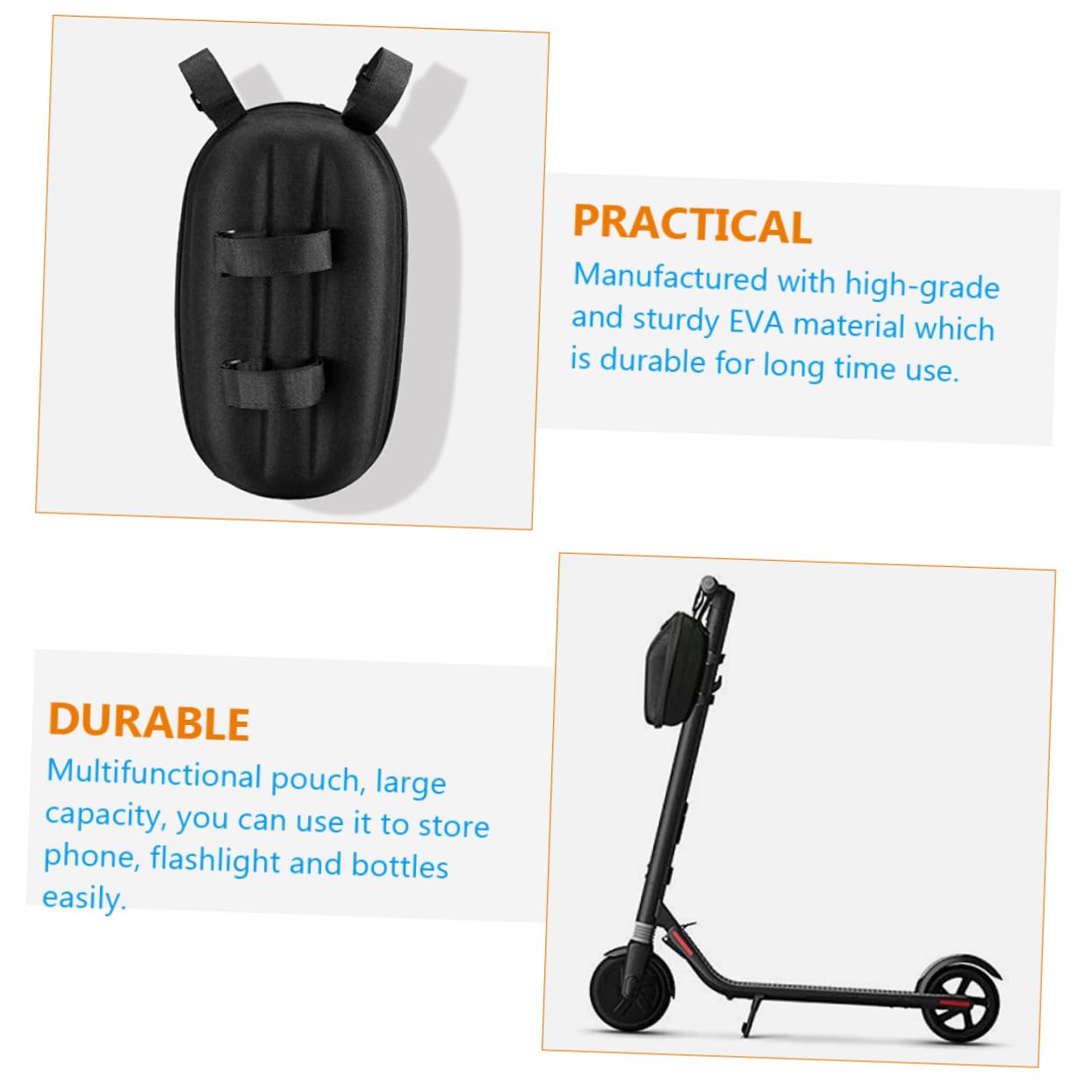 Yardwe Bolsa Manillar Scooter Eléctrico Eva con Organizador para Accesorios Bicicleta Gran Capacidad para Smartphone y Herramientas Fácil Instalación