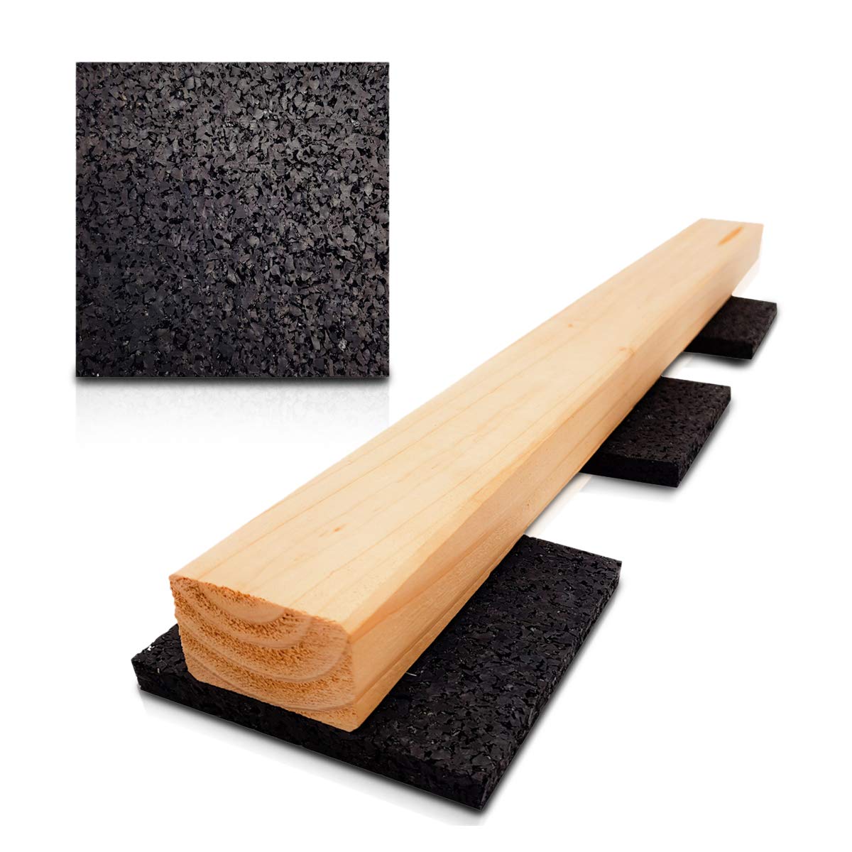 My Plast Gummigranulat Terrassenpads [90x90x10 mm - 50 Stück] Gummi Bautenschutzmatte für Deck, Veranda, Terrasse, Patio - Rutschfest, wasserdicht, wetterfest, Abstandshalter für Holzböden