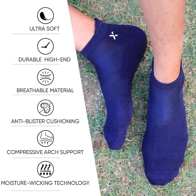 Image of Men's Low Cut Ankle Socks Pack | Bamboo Cushioned Sports Socks for Gym, Running, Walking