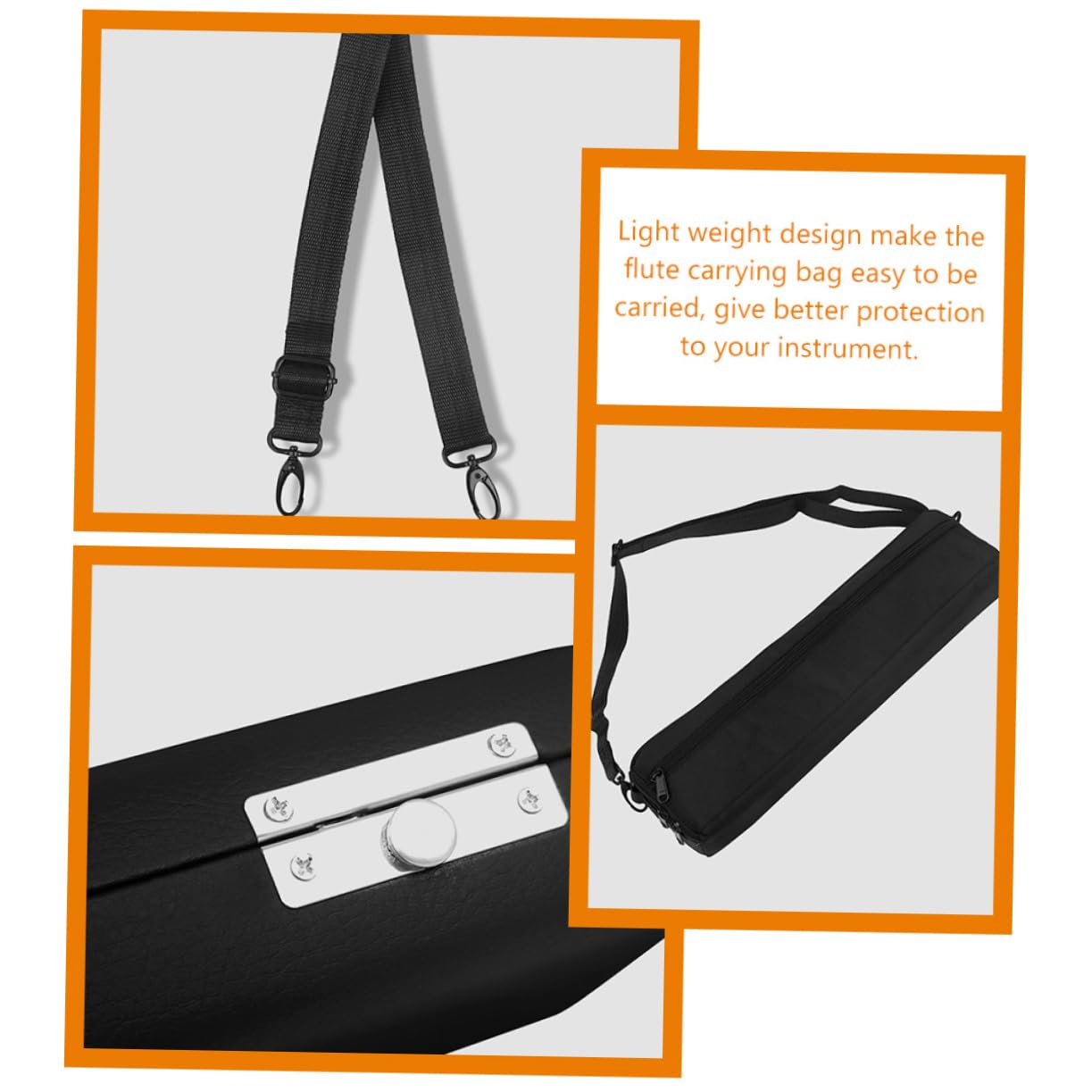 NULYLU 16 Hole Flute Storage Case Set Portable Flute Bag with Adjustable Shoulder Strap Durable Protection for Wind Instruments Carrying Box for Flute and Accessories