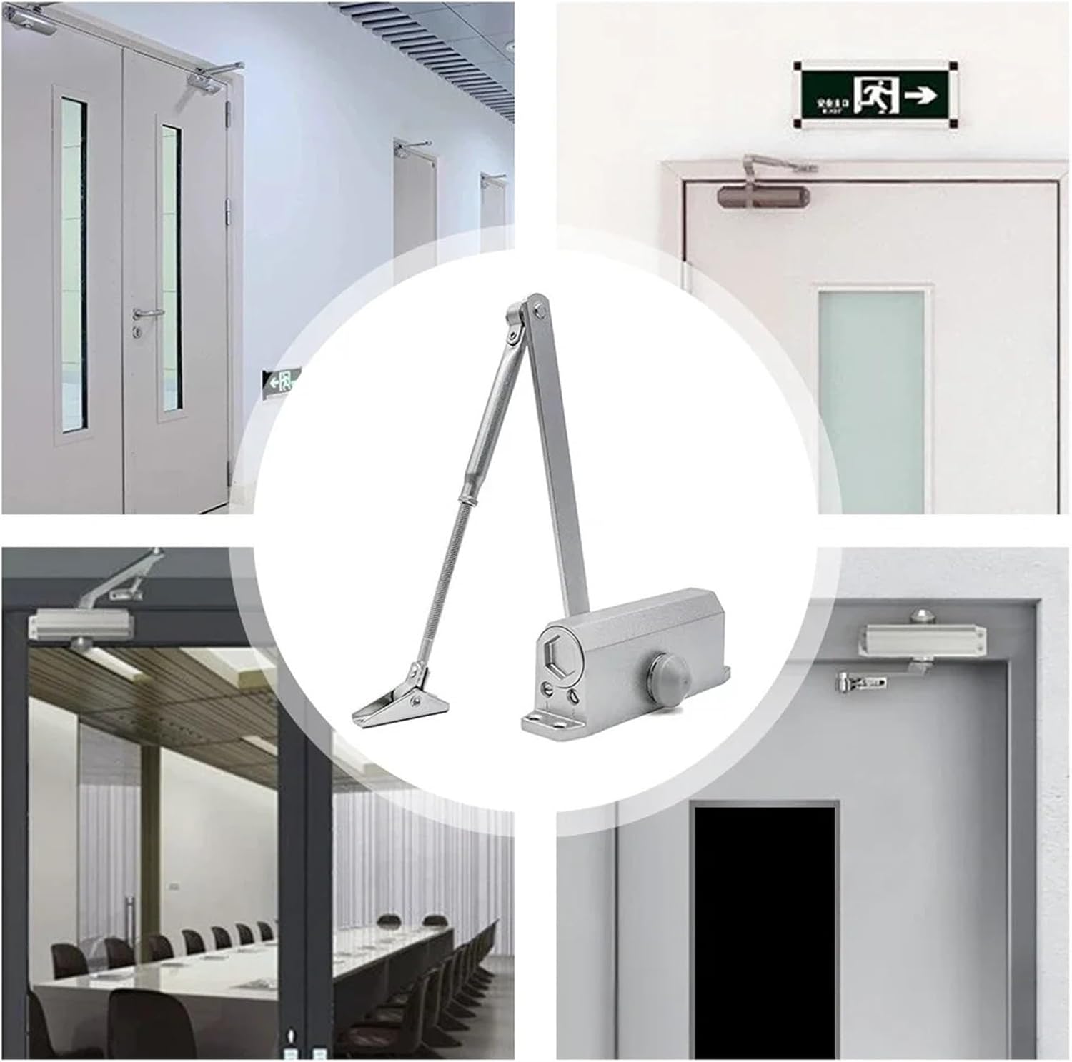Adjustable Door Stopper Metal Spring Buffer Door Closer Versatile Mute Closing Door Tool for Residential Commercial Use(45-85KG)