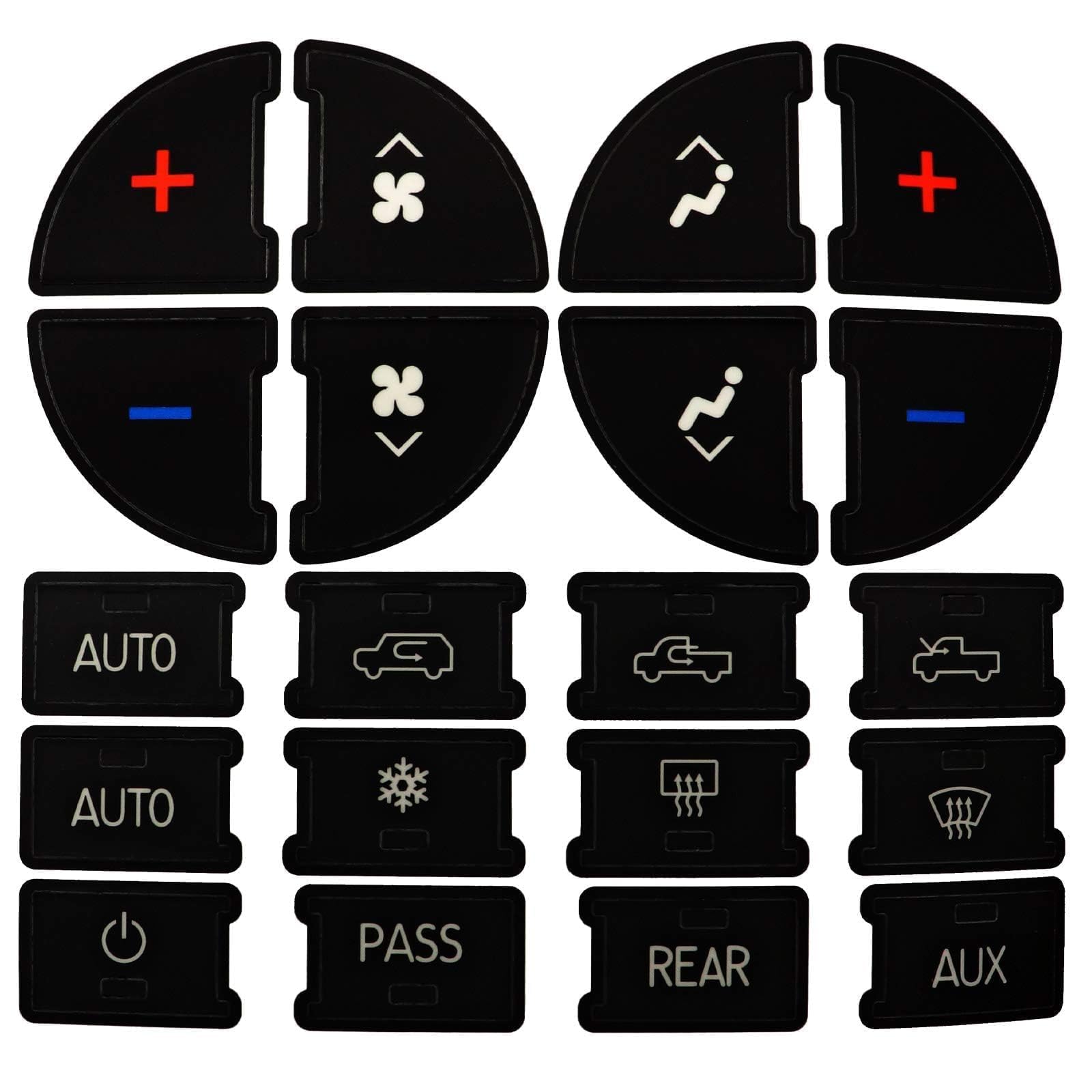 SecosAutoparts AC Panel Decals and Radio Button Repair Decal Set, AC Controls AC Dash Button Sticker Repair Kit, Compatible with GMC, Fit for Chevy Silverado 2006-2014, Fit for Buick Enclave 2008-2012