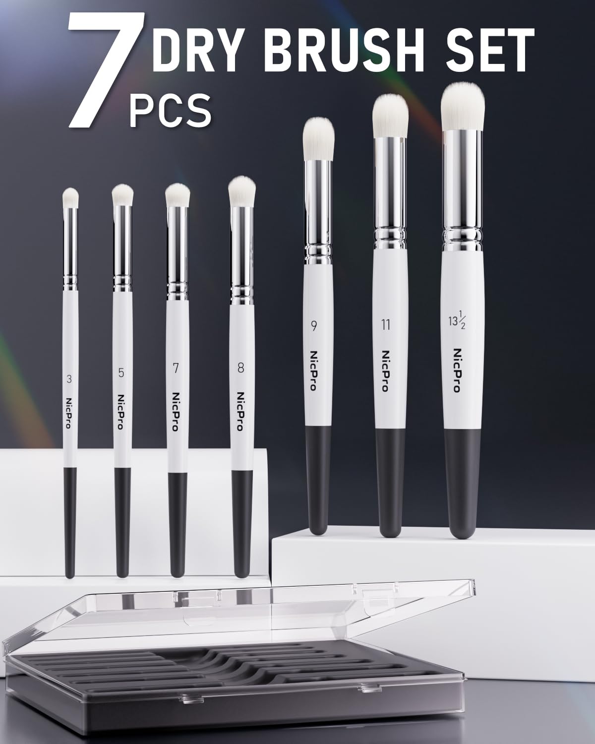 Sdanart Lot De 3 Pinceaux De Peinture à Sec Professionnels Et Avancés Pour Peinture Acrylique De Table Et Jeux De Guerre Miniatures Aquarelle, Peinture à L'huile (blanc