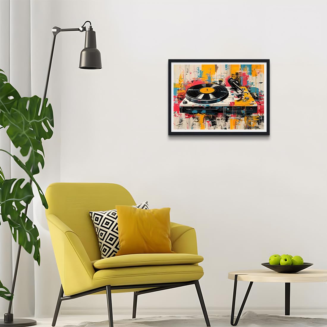 Novatique Tela incorniciata, decorazione da parete musicale, decorazione da parete in vinile, album musicale, decorazione da parete retrò, pronta da appendere, per camera da letto e ufficio, 30,5 x