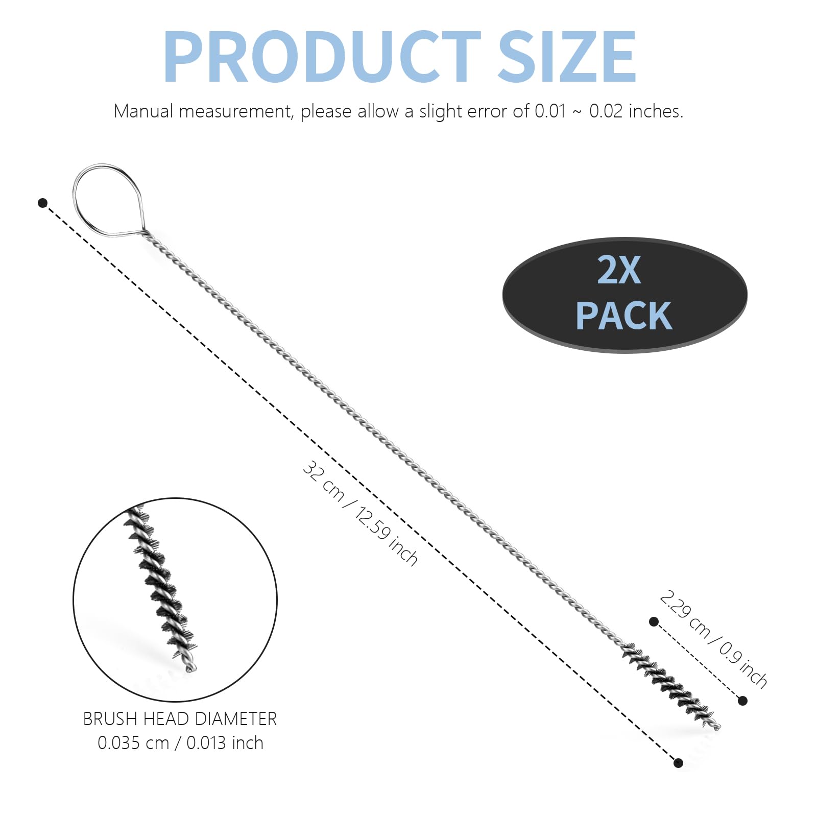 2 Pcs Milk Foamer Hose Brush, Long Thin Nylon Tube Cleaning Brushes Ideal for Espresso & Coffee Machine Attachments, Stainless Steel Straw Cleaning Brushes 12-1/2 Inch Long and Flexible Handle