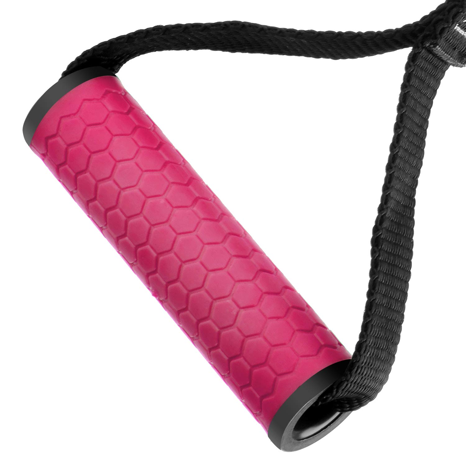 Ulepszone przyłącza do maszyny kablowej taśmy oporowe uchwyty uchwyty pasek fitness uchwyt strzemiona uchwyt kabel silikonowy uchwyt z metalowym karabińczykiem wersja kolorowa (róża)