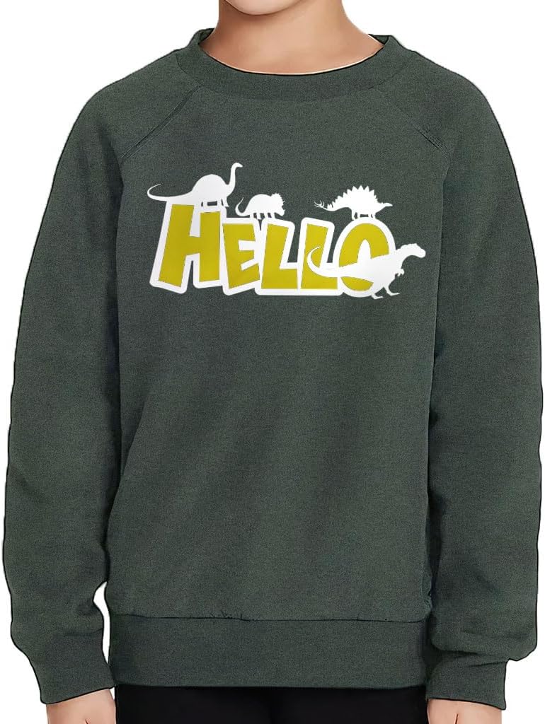 Hello Dino Toddler Raglan Sweatshirt - Gift for Boy - Dinosaur Design Stuff
