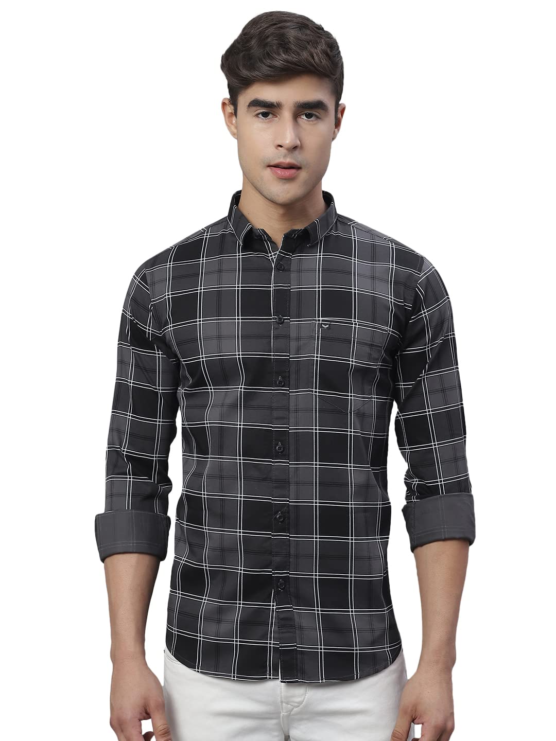 Majestic Man Slim Fit Cotton Casual Check Shirt for Men (X-Large, Dark Grey) (B0C5VGTP12) Amazon Price History, Amazon Price Tracker
