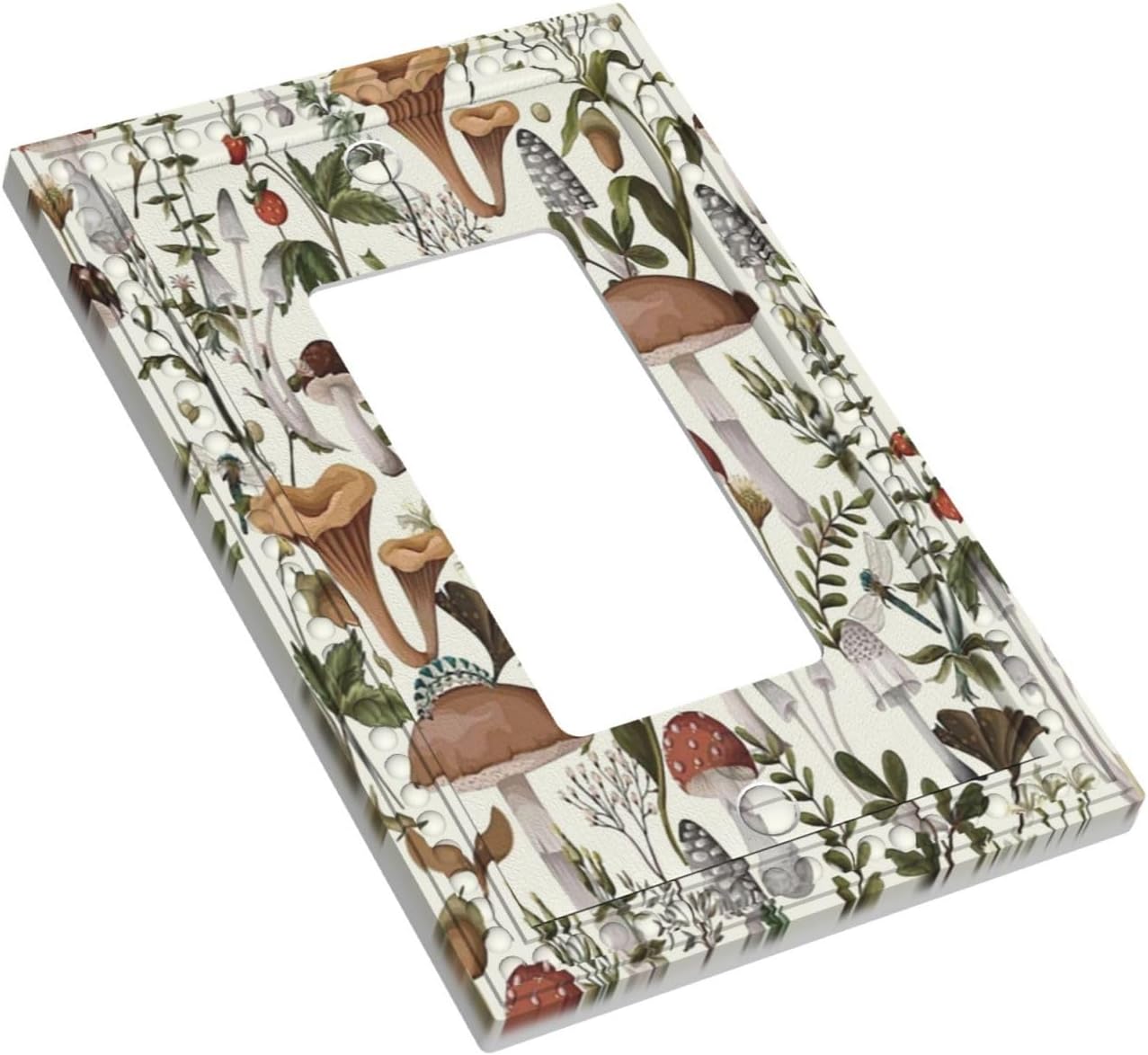 Vintage Mushroom 1 Gang Rocker/GFCI Outlet Light Switch WallPlate Cover Faceplate Boho Cute Retro Floral 70s Flower Funky Groovy Nature Sping Plant Faceplate Abstract Brown Botanical Leaves Room Decor image 3