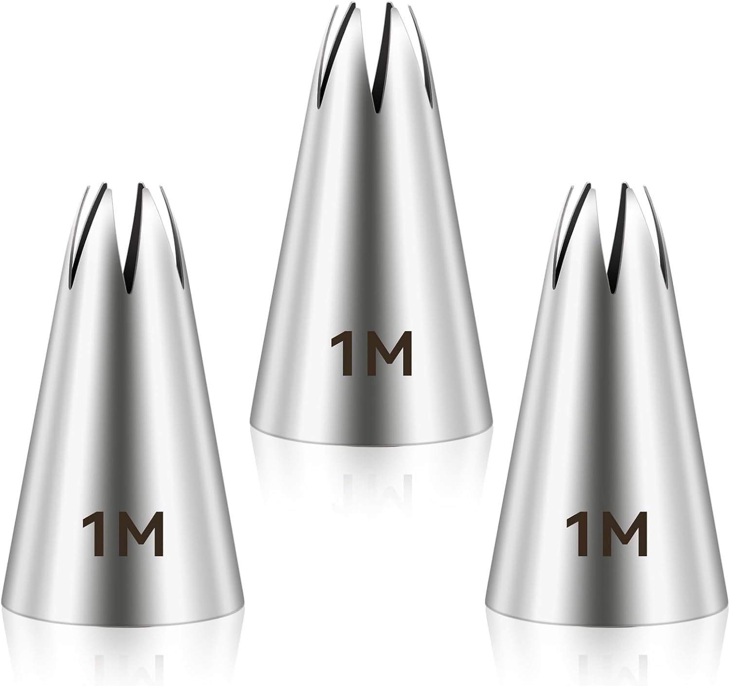 AUTOWRAP 3 Pcs 1M Cake Piping Tips, Cake Decorating Supplies Piping Tips, Piping Nozzles Decorating Tips, Baking Tools for Buttercream, Icing, Birthday Cake, Cupcake, DIY Art