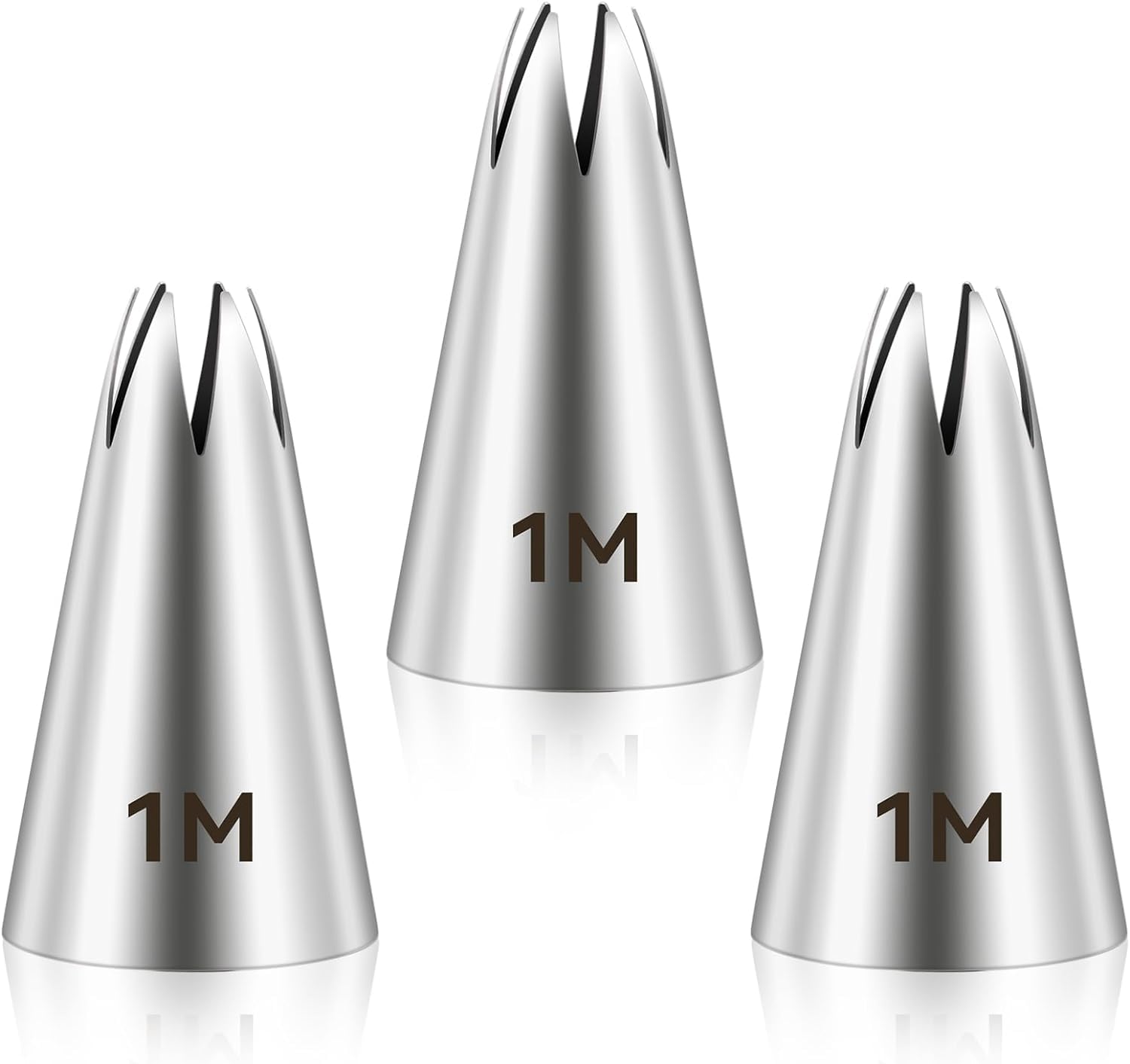 AUTOWRAP 3 Pcs 1M Cake Piping Tips, Cake Decorating Supplies Piping Tips, Piping Nozzles Decorating Tips, Baking Tools for Buttercream, Icing, Birthday Cake, Cupcake, DIY Art