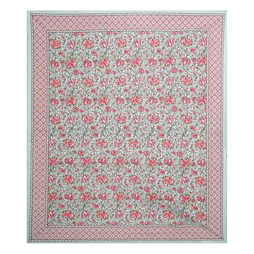 Image of Living Roots Jaipuri Hand Block Print Double Cotton Bedsheet & 2 Pillow Covers, for Mattress Upto 8 inches Thick, No Colour Bleeding, Pink Colour, Super King Size 96 * 104 inches, 150TC (580-B)