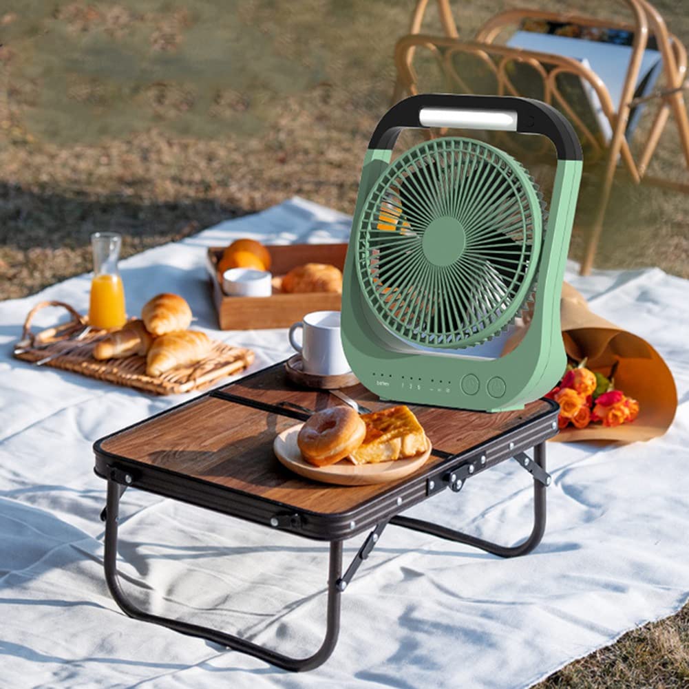 Ventilador de Escritorio USB 10000MAh Ventilador con BateríA Recargable Ventilador de Mesa de 4 Velocidades Ventilador de Camping de 8 Pulgadas Luz LED de RotacióN de 180°