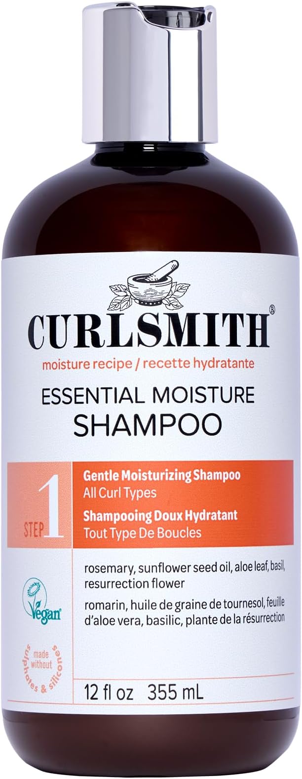Essential Moisture Cleanser, Gentle Nourishing Shampoo for Wavy, Curly and Coily Hair, Vegan (12 FL Oz)