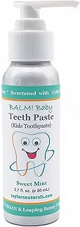 Kids Natural Fluoride Free Toothpaste by BALM! Baby – Children's Toothpaste in Pump Bottle, SLS Free Toothpaste with Xylitol, Vegan Gluten Free, BPA Free, Zero Waste Children’s Teeth Paste (Mint)