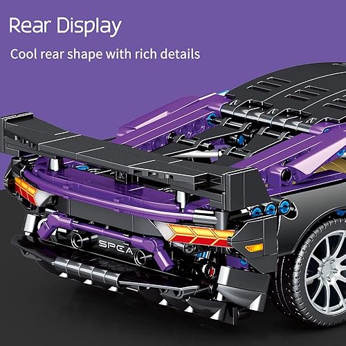 Miniatura 7 de Mesiondy Bloques de construcción Juguetes para adultos, 1:14 MOC Juego de construcción deportivo de carreras modelo de coche para niños de 12 a 16