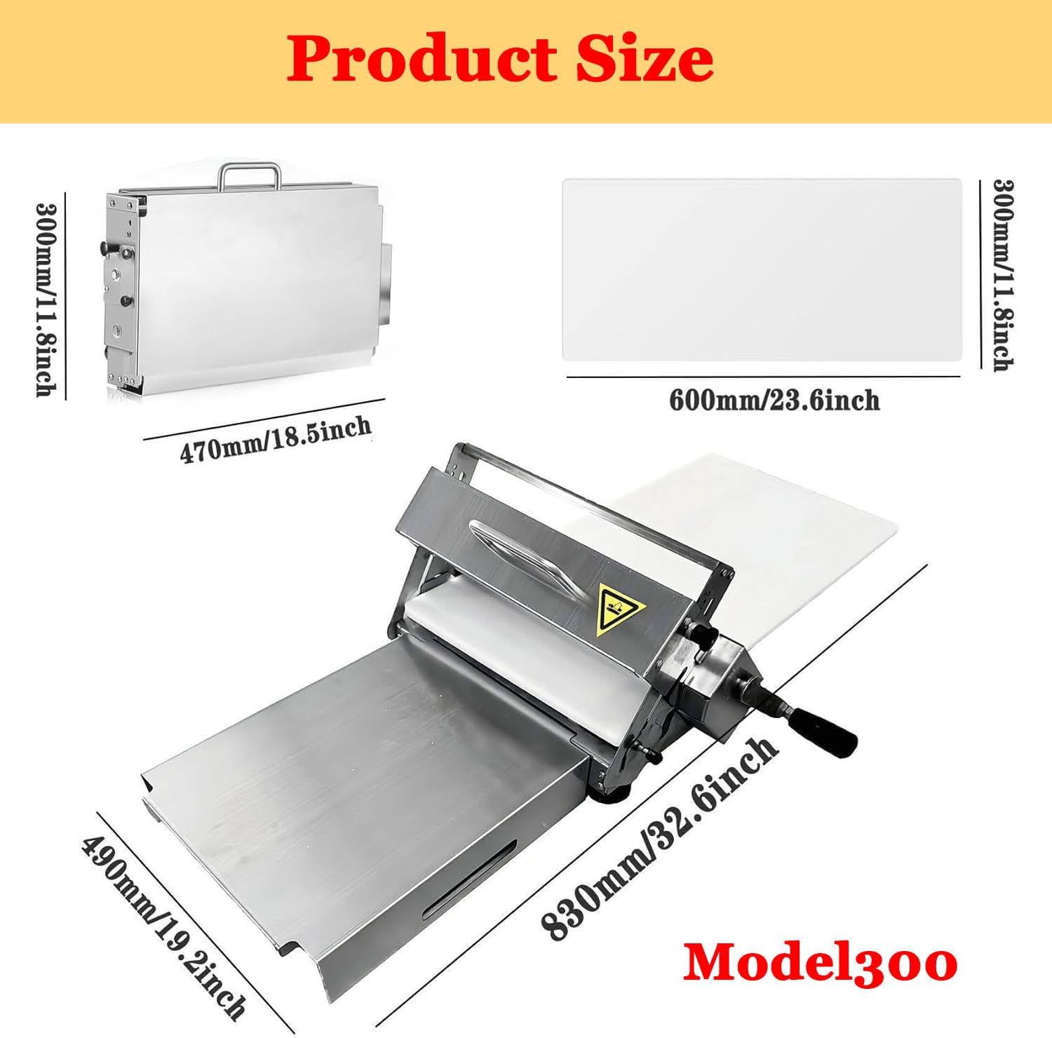 Máquina laminadora de masa para panadería, pizza y croissant, rodillos de acero inoxidable de grosor ajustable, equipo de pastelería comercial plegable